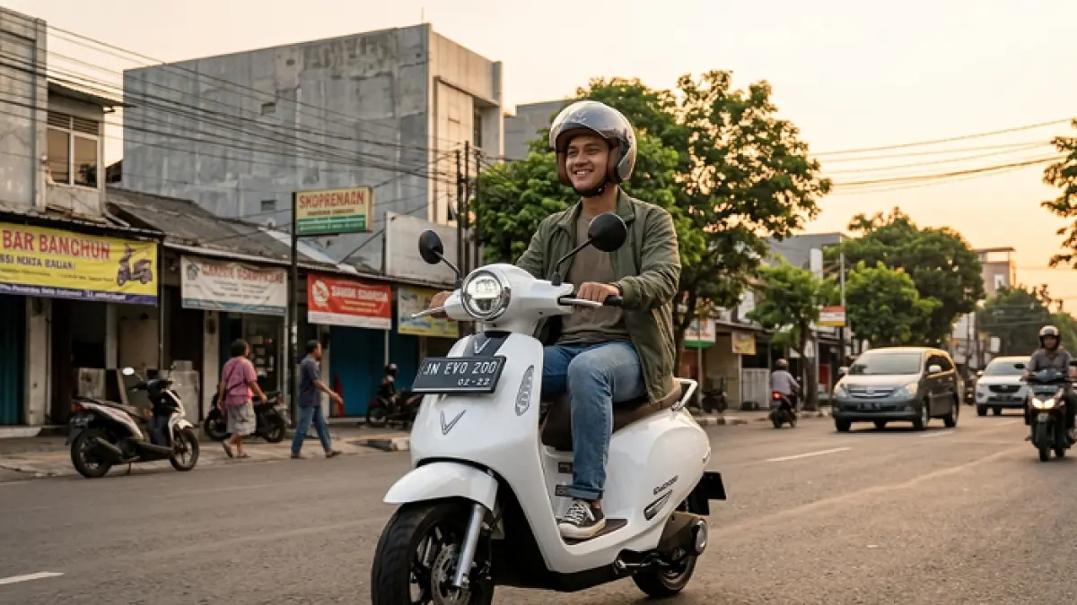 VinFast motor listrik Indonesia hadir dengan Viper & Evo 200. Jarak 200 km dan harga murah bikin pasar otomotif terguncang ! Ilustrasi Gemini AI