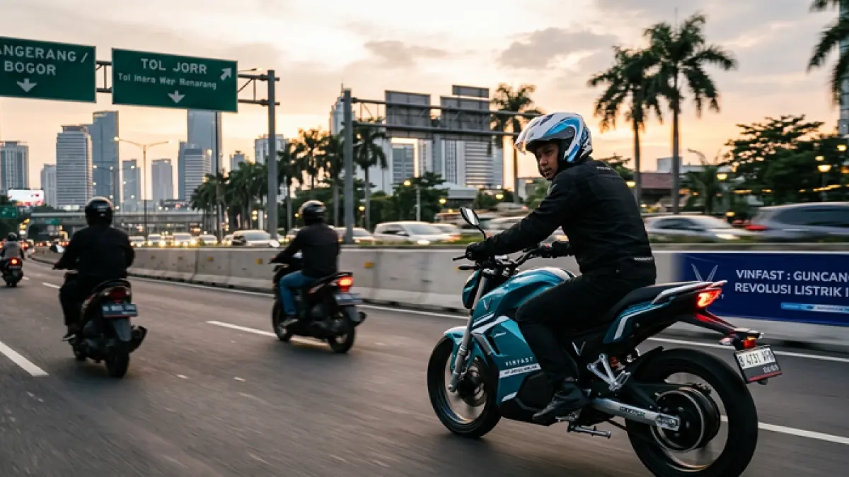 VinFast motor listrik Indonesia hadirkan Viper dan Evo 200, tawarkan harga murah dan jarak tempuh 200 km, siap lawan dominasi Jepang. Ilustrasi Gemini AI