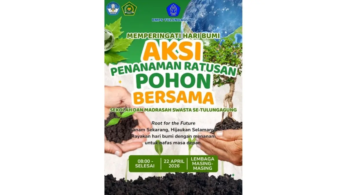 Aksi peduli lingkungan melalui kegiatan penanaman pohon pada 22 April 2026.