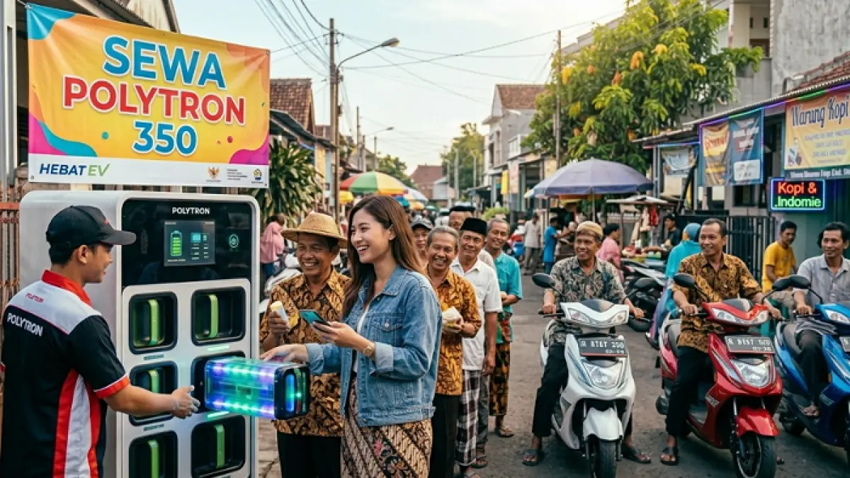 Cara sewa baterai Polytron Fox 350 agar murah dengan strategi hemat dan efisien untuk pengguna motor listrik modern. (GEMINI AI)