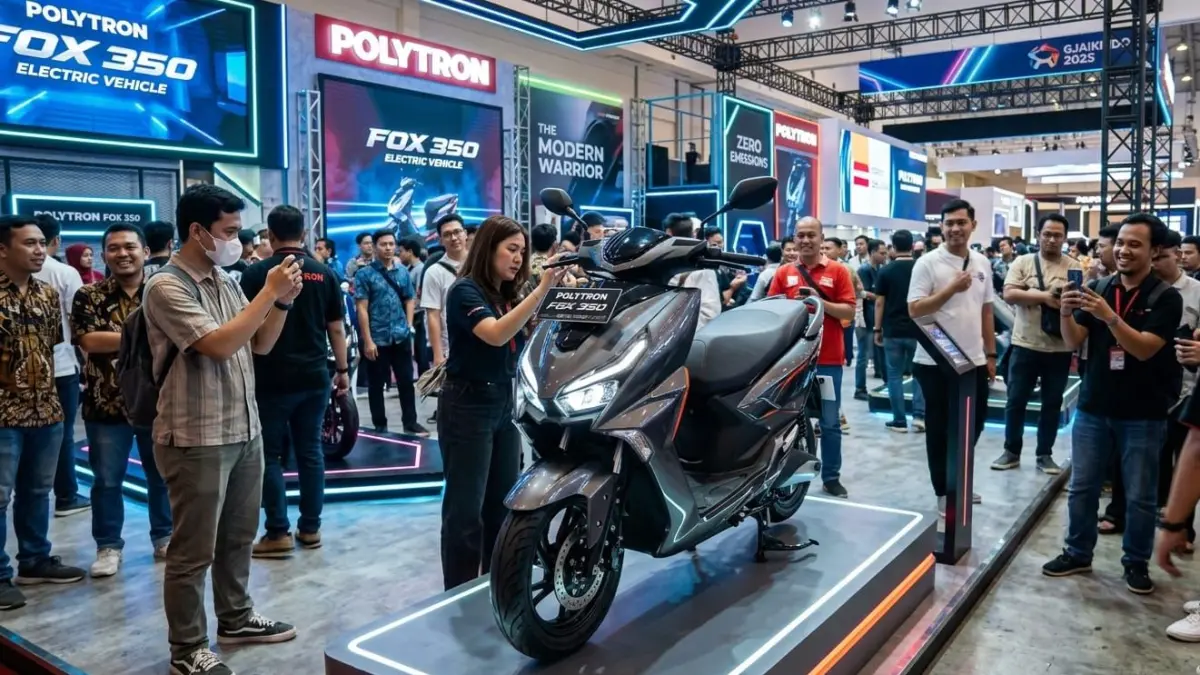 Polytron Fox 350 motor listrik debut di GJAW 2025, fitur canggih & harga Rp15 jutaan bikin heboh pasar EV Indonesia
