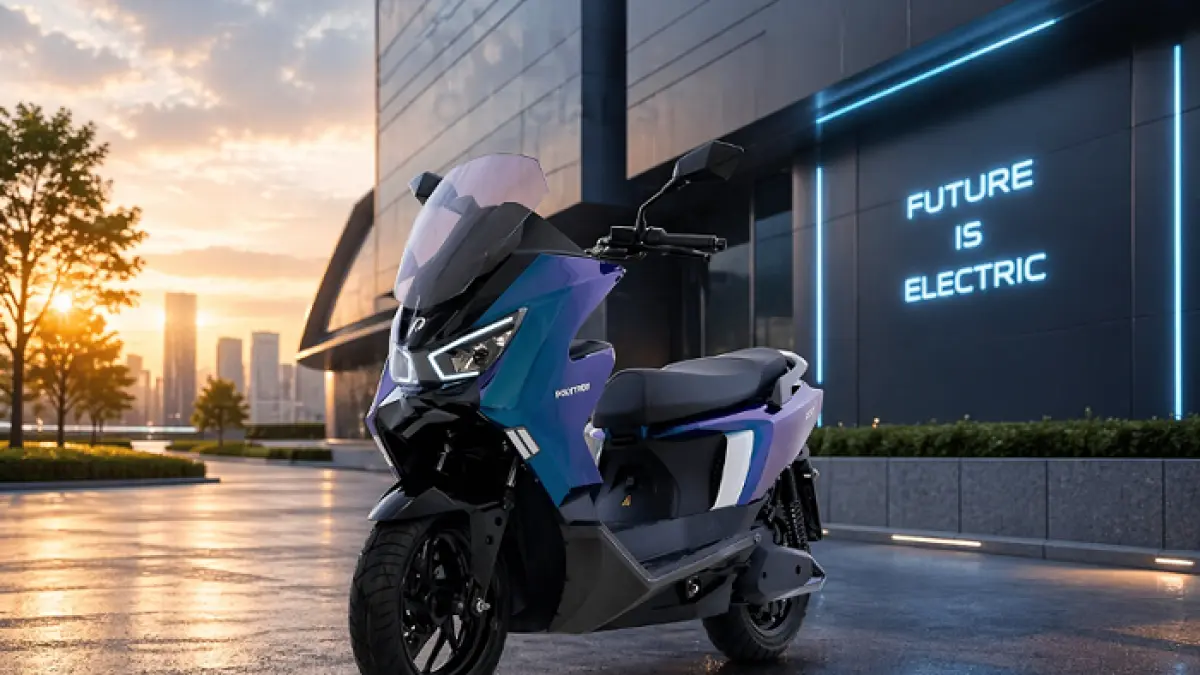 Review Polytron Fox 350 motor listrik 2026, bahas desain, fitur, performa, dan harga terbaru. Layak dibeli? (AI IMAGE)