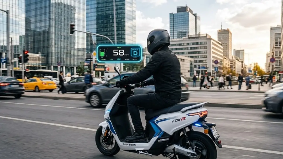 Polytron Fox 350 diuji di jalan kota, hasilnya mampu tembus 100 km! Ini fakta jarak tempuh real dan efisiensi baterainya. Ilustrasi Gemini AI