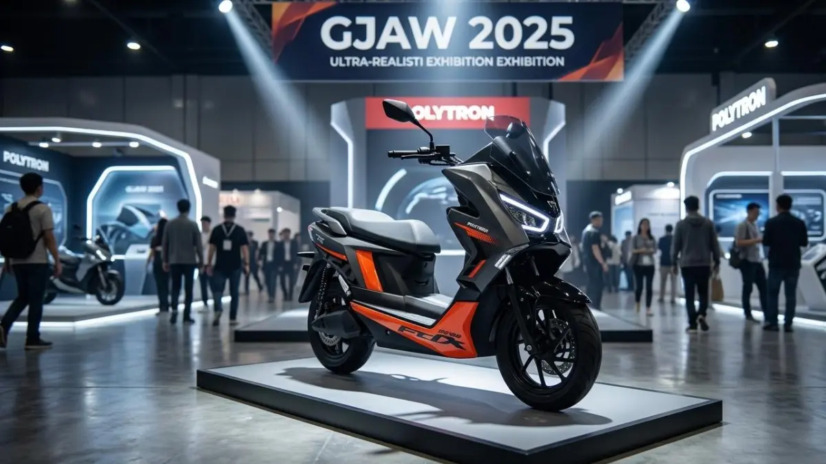 Polytron Fox 350 hadir di GJAW 2025 dengan harga Rp15 jutaan, fitur canggih, dan jarak tempuh 130 km, siap jadi motor listrik favorit.