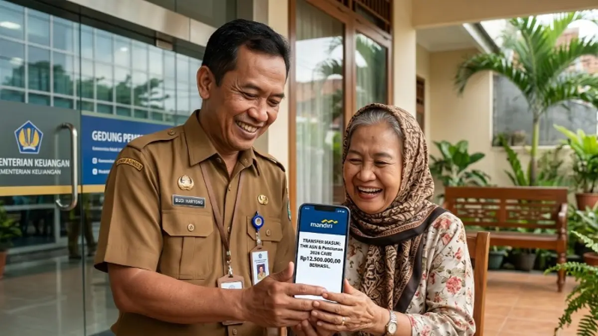 THR ASN dan pensiunan 2026 cair 100 persen dengan anggaran Rp55 triliun. Simak rincian lengkap dan jadwal pencairannya di sini (Gemini AI).