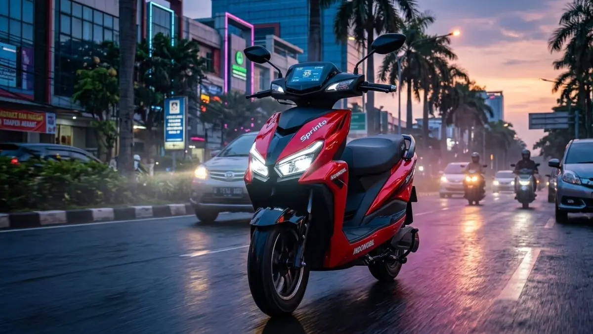 Motor listrik Indomobil Sprinto hadir dengan desain sporty, fitur canggih, dan jarak tempuh 110 km, cocok untuk mobilitas harian.