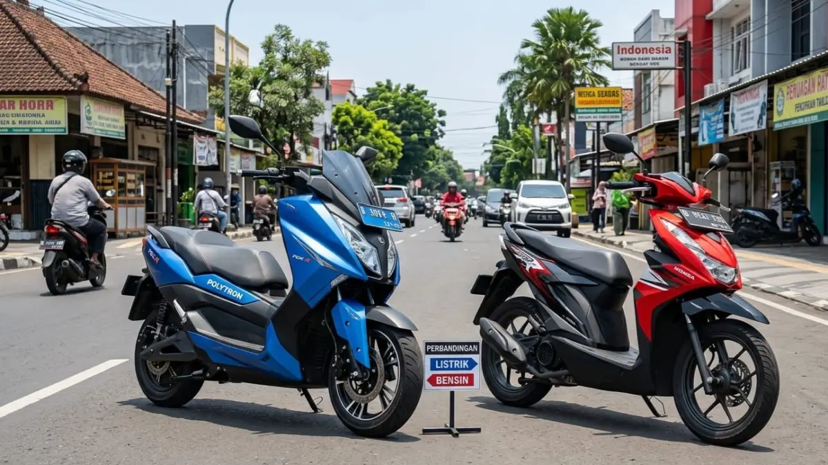 Perbandingan biaya motor listrik vs motor bensin, Polytron Fox vs Honda Beat, mana lebih hemat? Ini hasil hitungannya!
