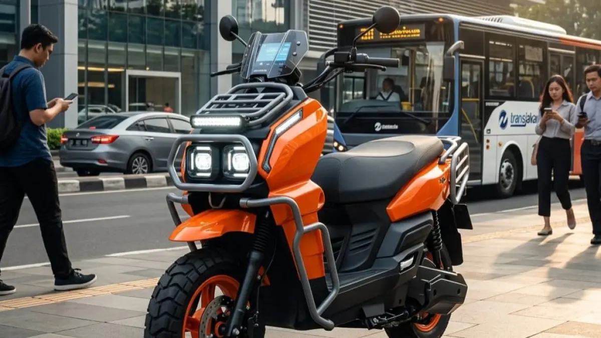 Review Indomobil E-Motor Tirano: motor listrik desain retro adventure, torsi besar, fitur lengkap, harga Rp25,9 juta.
