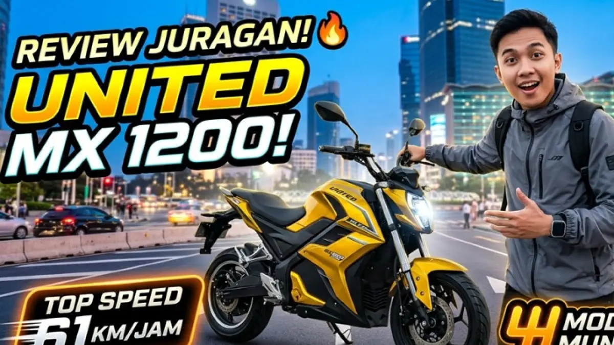 Review United MX 1200, motor listrik Rp8 jutaan dengan mode mundur dan top speed 65 km/jam. (Ilustrasi Gemini AI)