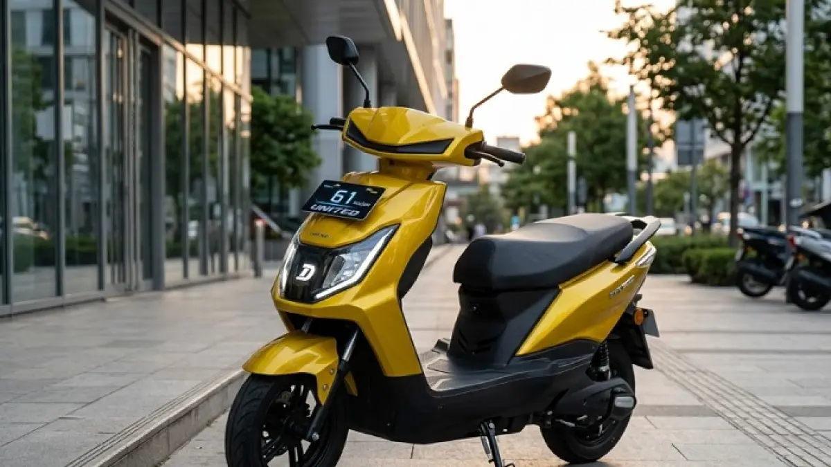 Review United MX 1200 tampil mencolok dengan fitur mundur, desain futuristik, dan top speed 61 km/jam. (Ilustrasi Gemini AI)