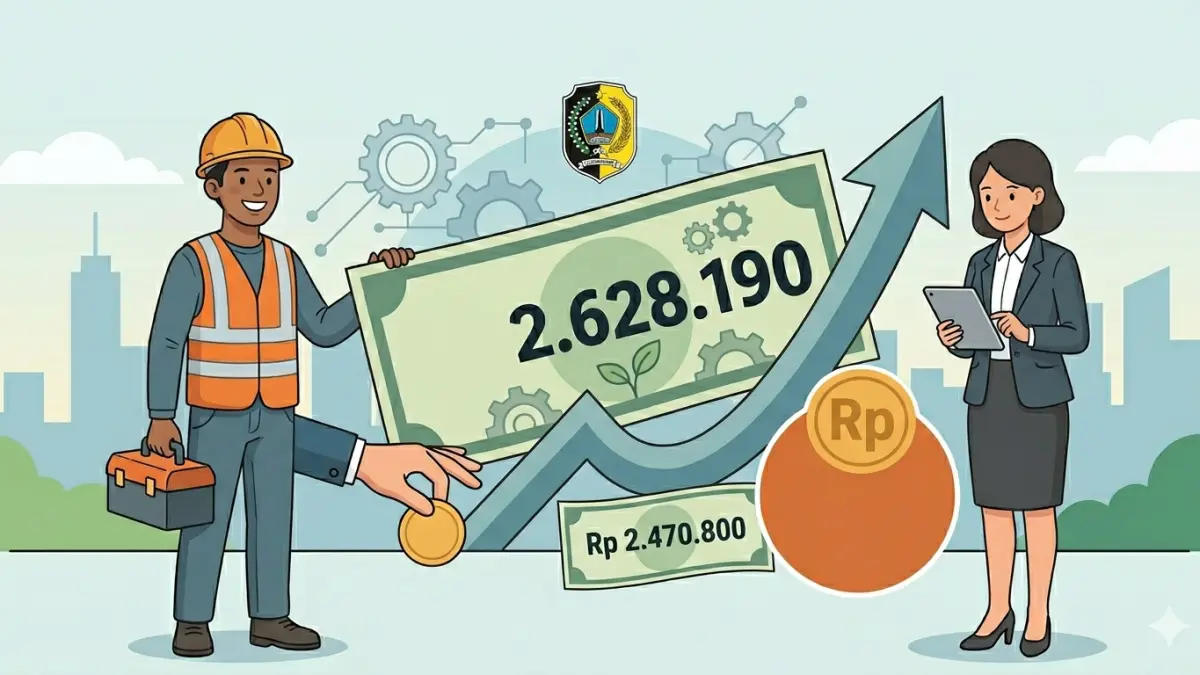 Disnakertrans Tulungagung menagih komitmen seluruh perusahaan agar benar-benar menerapkan UMK 2026.(ILUSTRASI GEMINI AI)