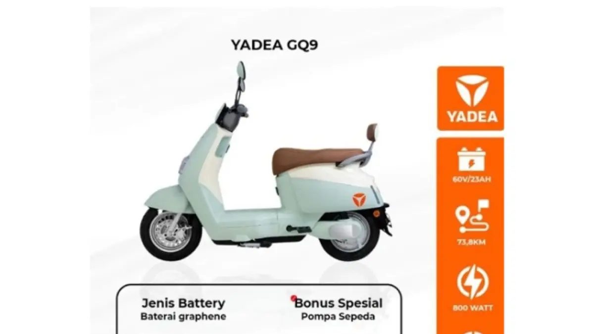 Motor listrik Yadea terbaru 2026 hadir dengan AI IGO, jarak tempuh 150 km, dan harga Rp30 jutaan. Siap guncang pasar Indonesia!(pinterest)