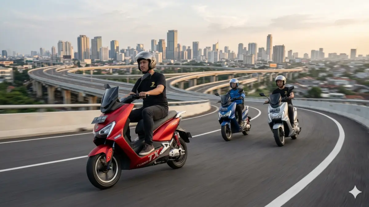 Review United TX3000 motor listrik, top speed 96 km/jam, jarak 120 km, dual baterai dan fitur canggih jadi daya tarik utama. (Gemini AI)