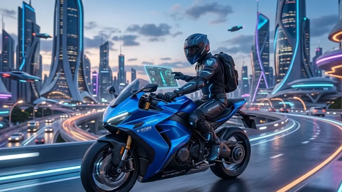 Motor listrik Tirano resmi meluncur dengan harga Rp25,9 juta, fitur canggih, dan desain adventure futuristik. (Ilustrasi Gemini AI)
