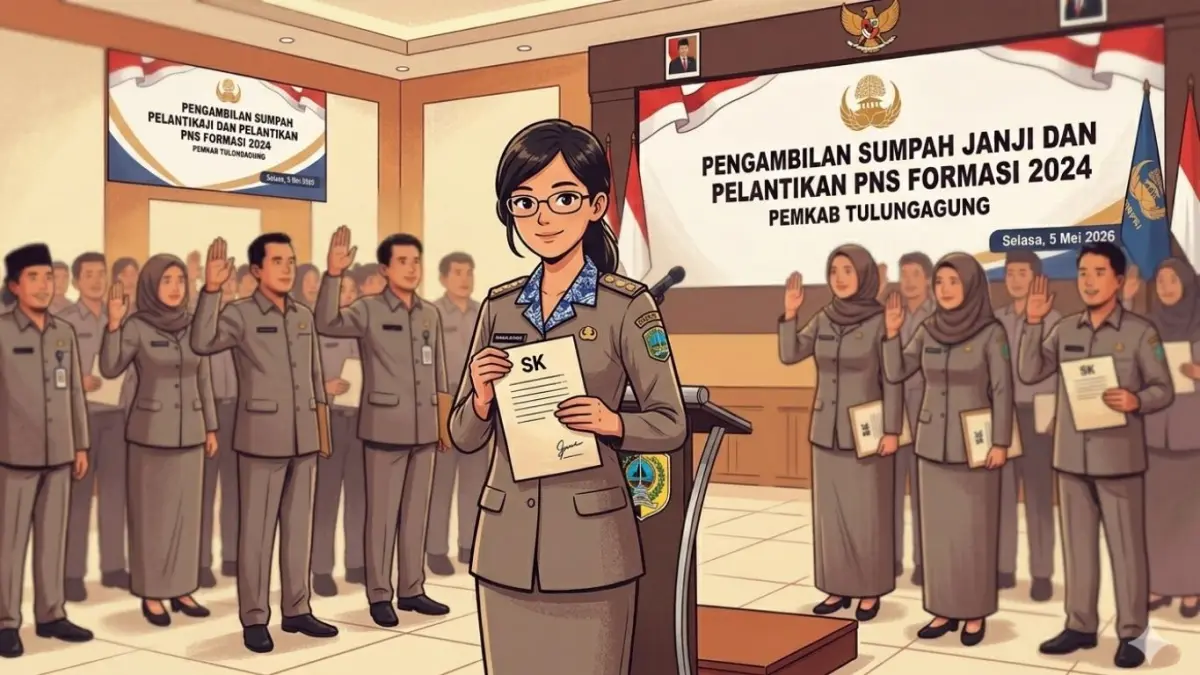 Puluhan calon pegawai negeri sipil (CPNS) akhirnya resmi menyandang status pegawai negeri sipil (PNS).(ILUSTRASI GEMINI AI)