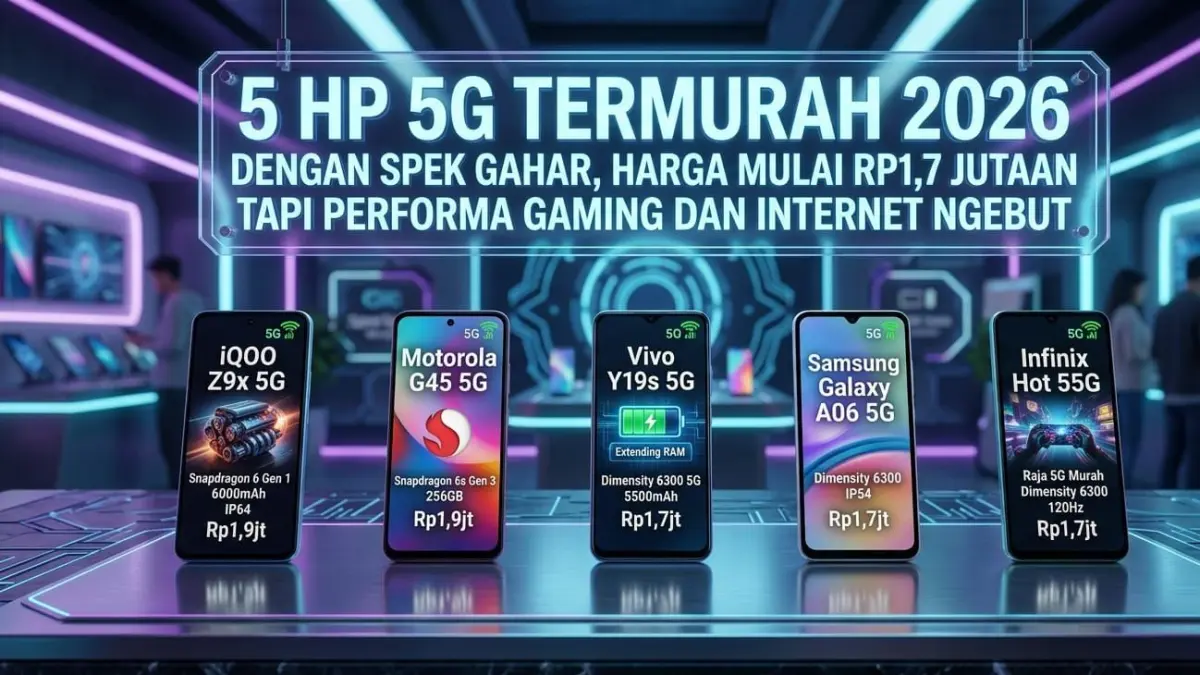 HP 5G termurah 2026 hadir mulai Rp1,7 jutaan dengan spek gaming, baterai jumbo, dan internet super cepat.
