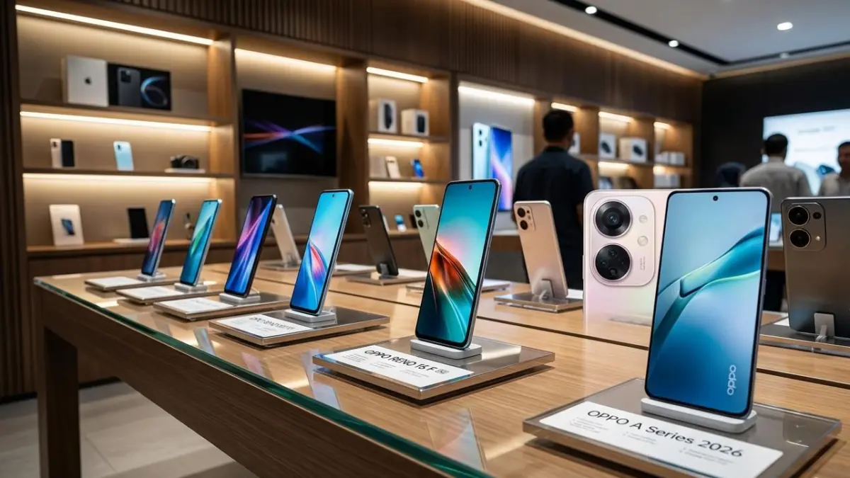 HP Oppo 5G terbaik 2026 hadir dengan baterai 7000 mAh, kamera 50 MP, dan harga mulai Rp2 jutaan. Cek daftar lengkapnya di sini.