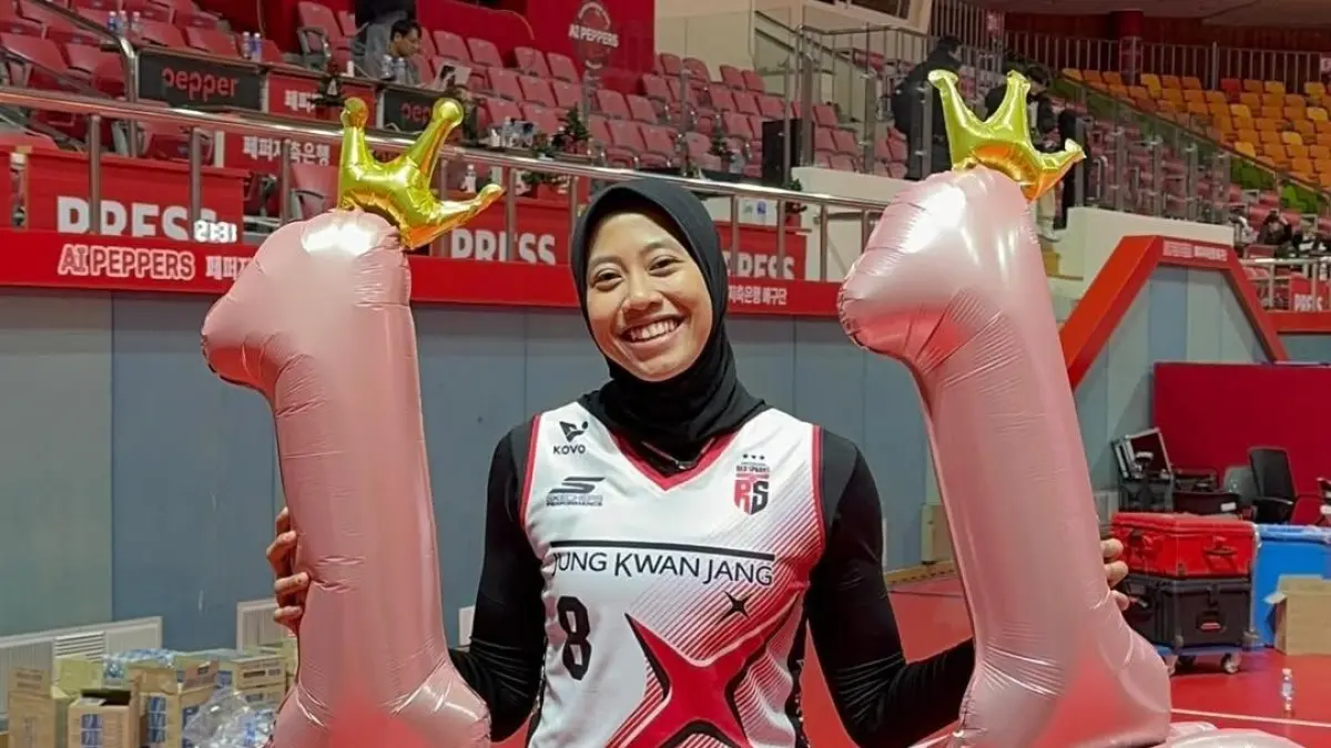 Megawati Hangestri tampil menggila di Liga Voli Korea lewat service ace dan spike tajam yang bikin publik Korea kagum.