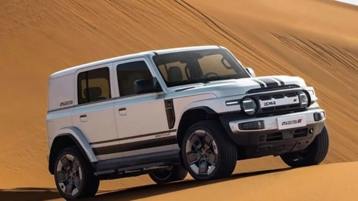 ICAR V23 tampil mencuri perhatian di Shanghai Auto Show 2026 dengan desain retro futuristik dan fitur offroad modern. (Pinterest) 