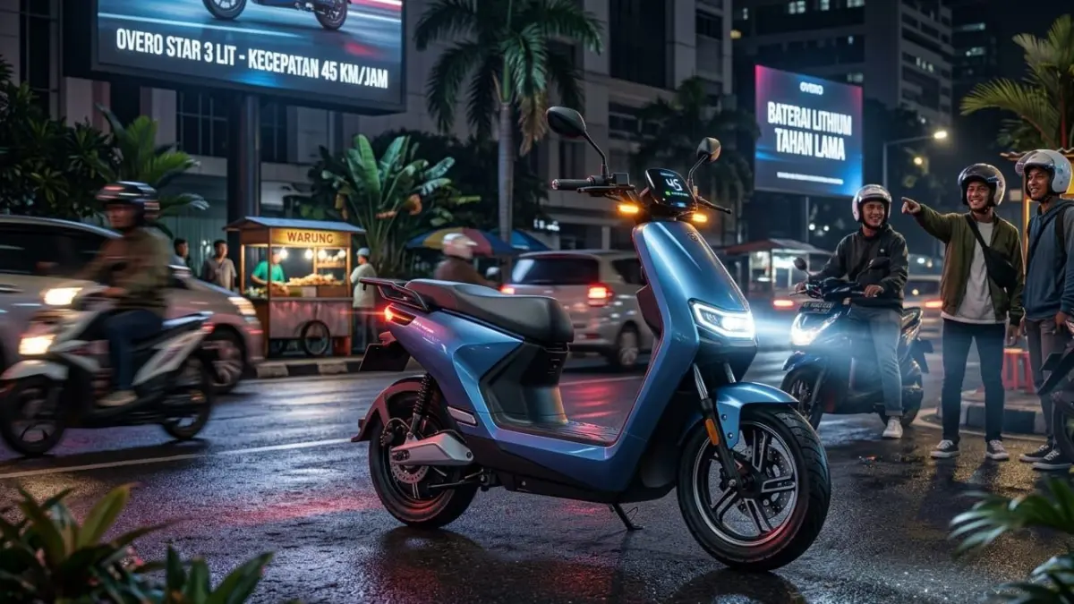 Sepeda listrik lithium Overo Star 3 Lit hadir dengan desain sporty, baterai awet, dan kecepatan hingga 45 km/jam.
