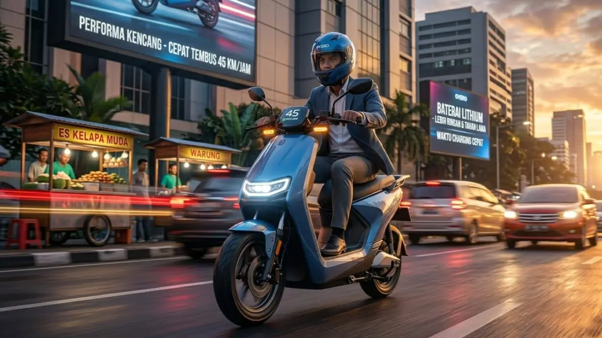 Sepeda listrik lithium Overo Star 3 Lit hadir dengan desain sporty futuristis dan fitur modern yang cocok untuk mobilitas harian.