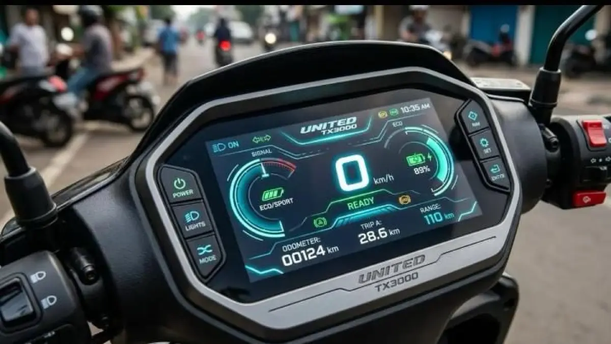 Motor listrik 3000 watt murah United TX 3000 hadir dengan spesifikasi modern, tenaga besar, dan desain sporty futuristik.