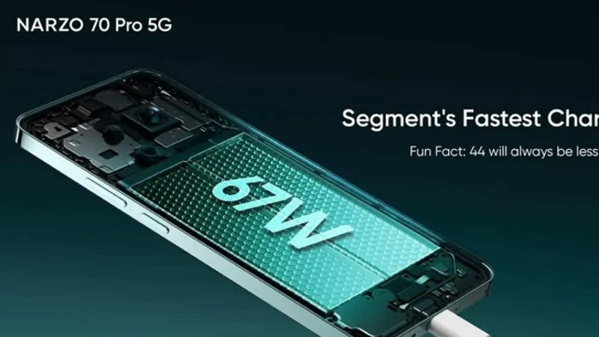 Realme Narzo 70 Pro 5G hadir dengan AMOLED 120Hz, Dimensity 7050, kamera Sony IMX890 OIS, harga Rp3 jutaan.(Gemini AI)
