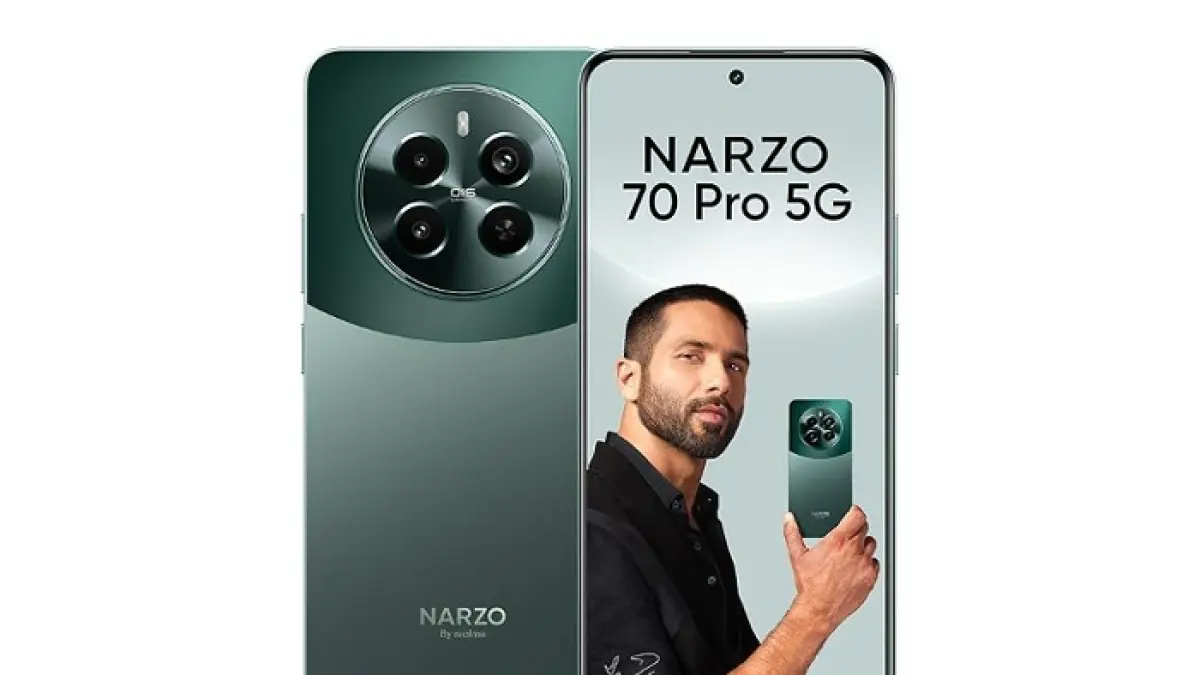 Realme Narzo 70 Pro 5G hadir dengan Dimensity 7050, AMOLED 120Hz, kamera Sony IMX890, harga Rp3 jutaan.(Gemini AI)