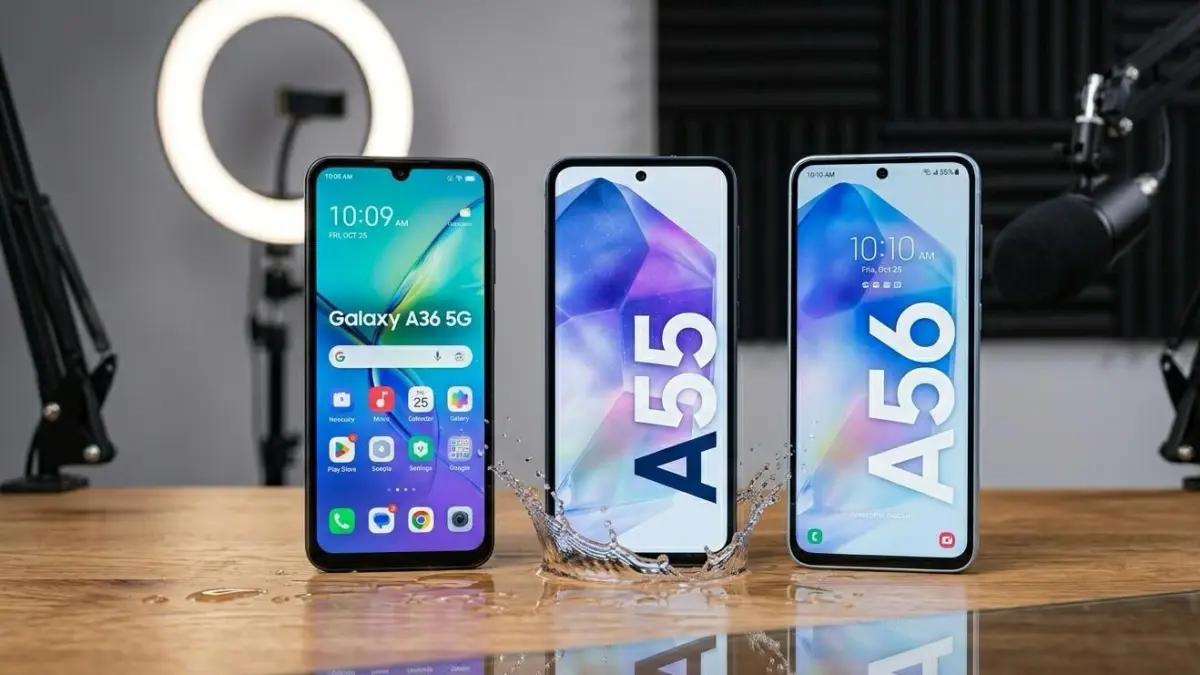 Samsung Galaxy A36 5G vs A55 vs A56, cek perbandingan harga, spek, kamera, dan performa sebelum beli HP Samsung terbaru 2026.