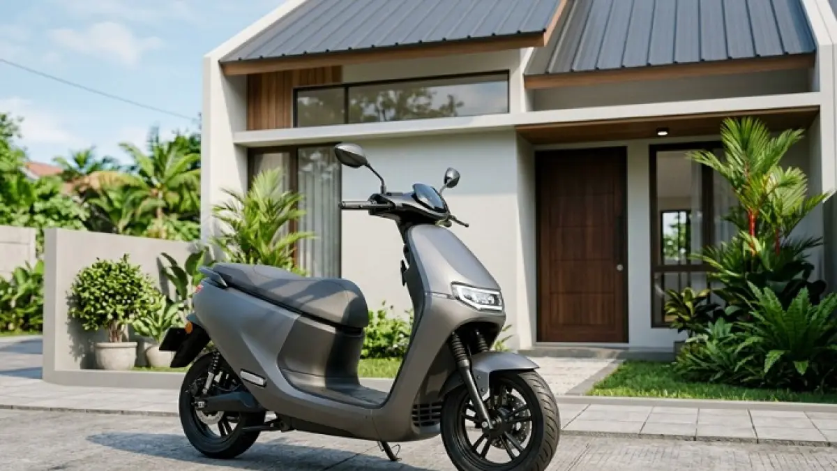 Indomobil E-Motor CTI Rp15 jutaan hadir dengan fitur modern, tahan banjir, dan jarak tempuh 140 km. (Ilustrasi Gemini AI)