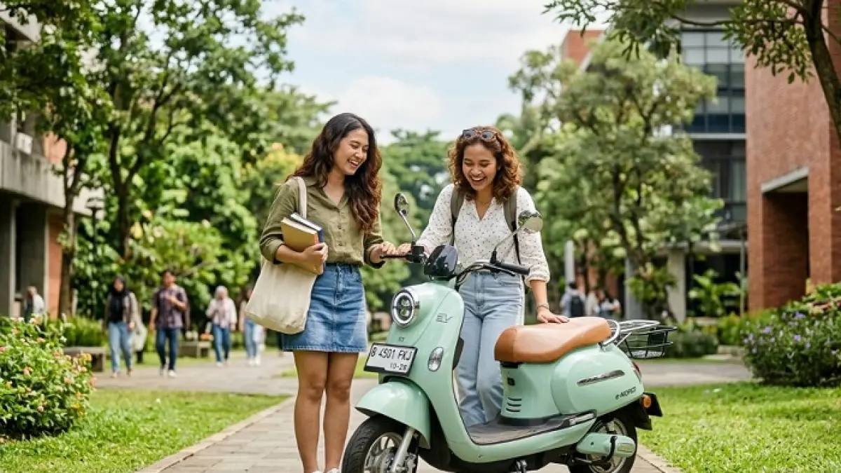 Indomobil Quty Pro jadi motor listrik baru di IMS 2026 dengan fitur NFC dan jarak tempuh 130 km. (Ilustrasi Gemini AI)