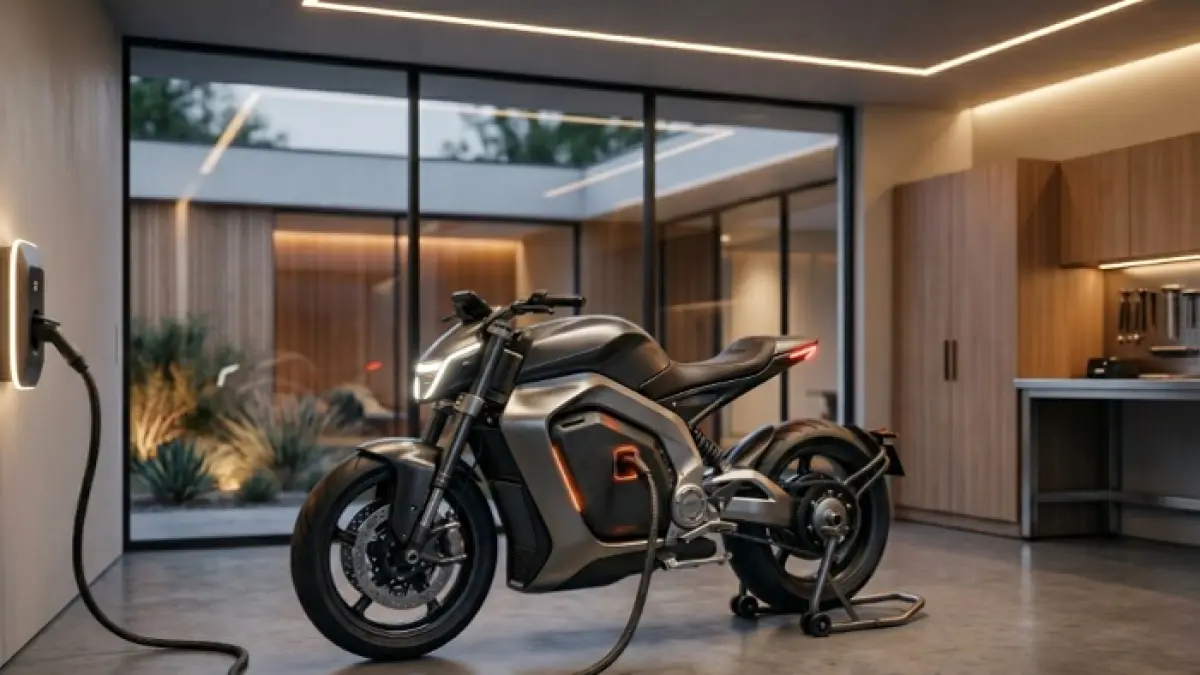 Motor listrik Alpha One XP disebut makin canggih dengan fitur aplikasi pintar dan sistem darurat modern. (Ilustrasi Gemini AI)
