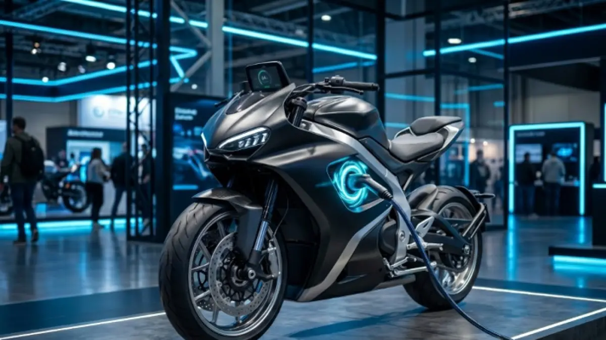 Motor listrik Alpha Servo X 2025 hadir di IMOS 2025 dengan boost charge, desain futuristis, dan harga di bawah Rp50 juta. (Ilustrasi Gemini AI)