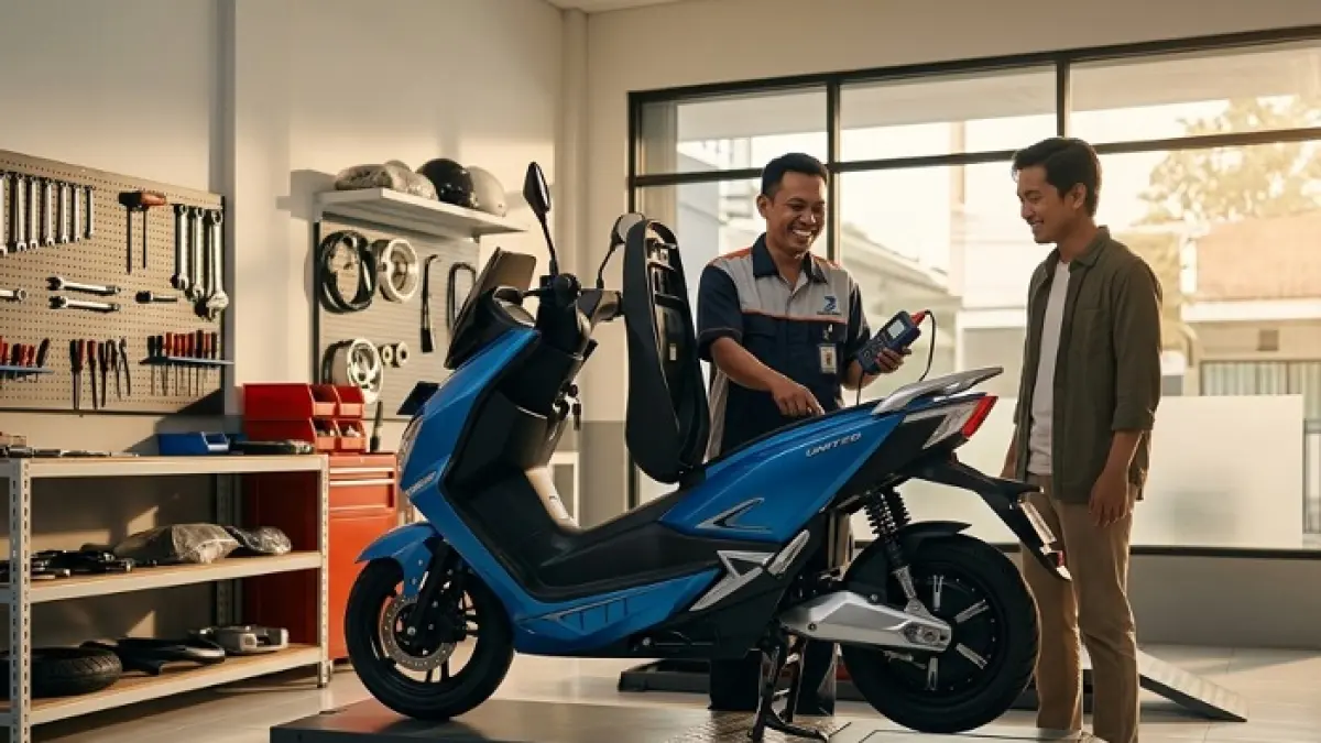 Motor listrik United T1800 dipakai 6 tahun masih orisinal, biaya servis tak sampai Rp1 juta. (Ilustrasi Gemini AI)