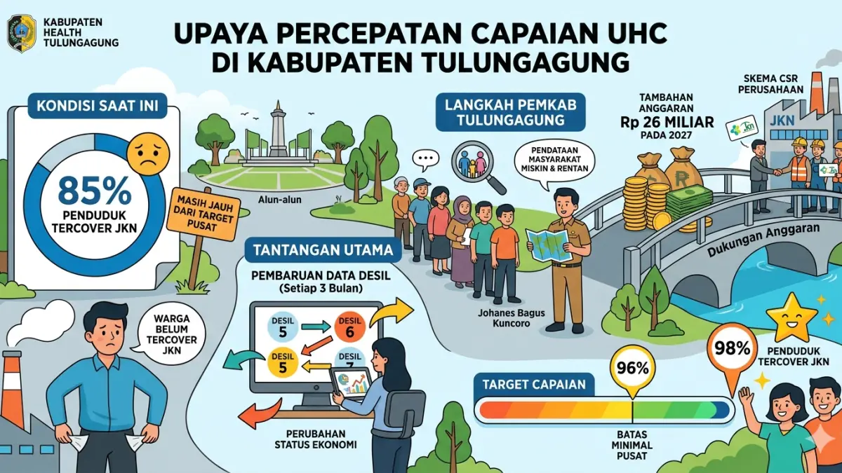 Capaian Universal Health Coverage (UHC) di Kabupaten Tulungagung masih jauh dari target pemerintah pusat.(ILUSTRASI GEMINI AI)