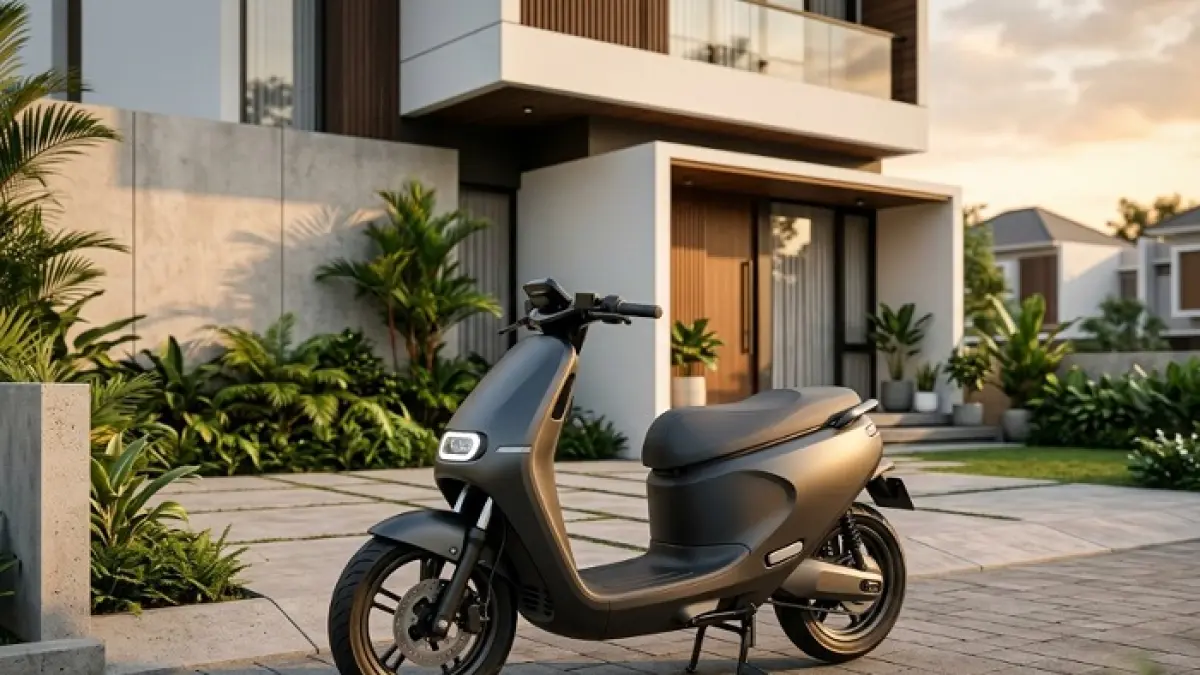 Indomobil E-Motor CTI hadir dengan NFC, IP67, dan biaya cas Rp5 ribu untuk jarak tempuh 140 km. (Ilustrasi Gemini AI)