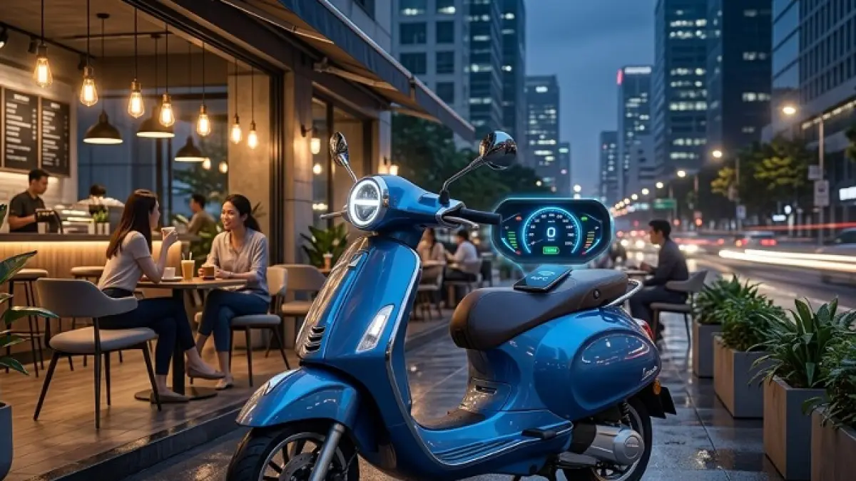 Motor listrik Indomobil eMotor QT dibanderol Rp15 jutaan dengan fitur NFC dan jarak tempuh 135 Km. (Ilustrasi Gemini AI)