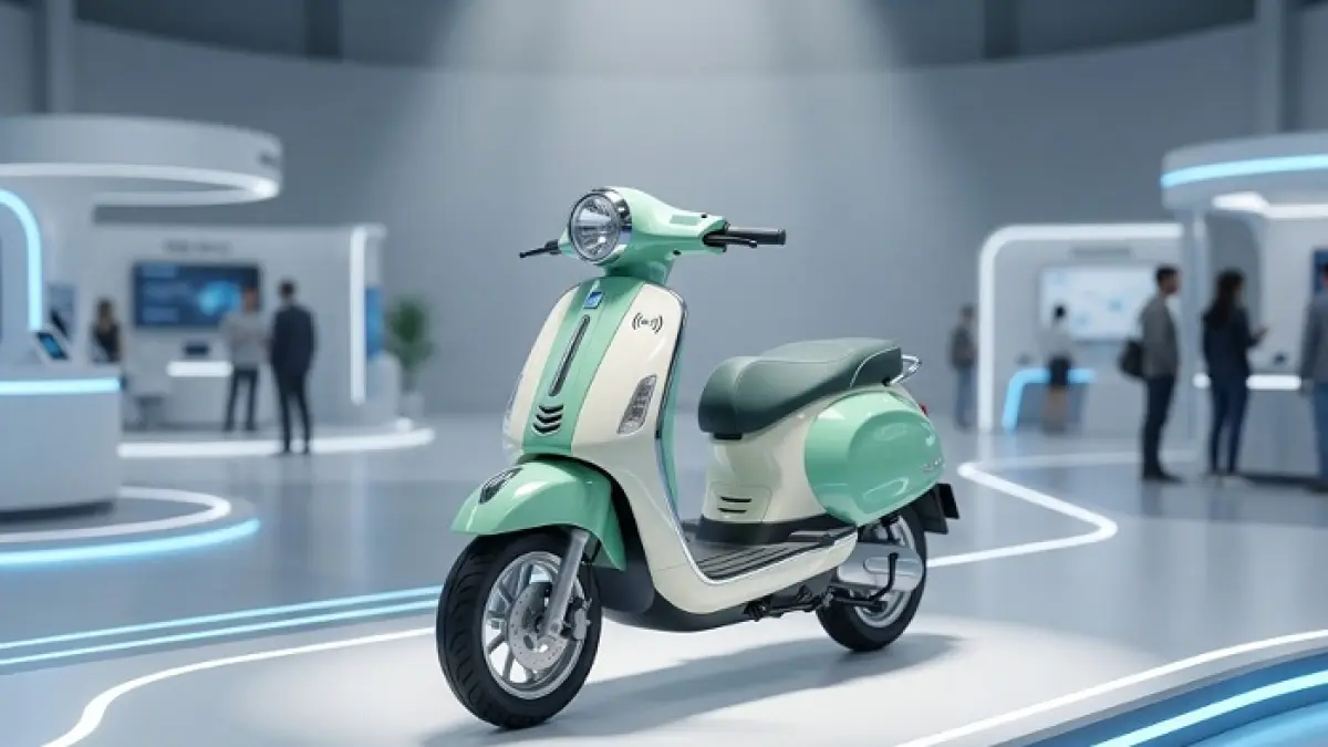 Motor listrik Indomobil eMotor QT hadir dengan desain retro, NFC, ambient lighting, dan jarak tempuh 135 Km. (Ilustrasi Gemini AI)