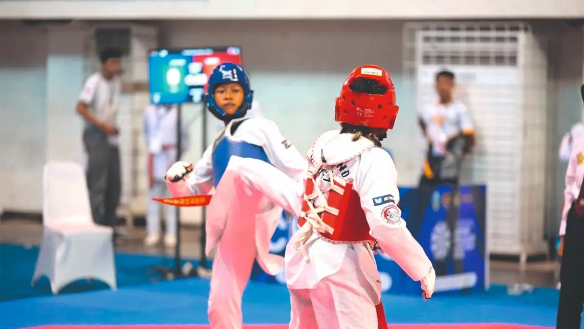 Mahasmara Lituhayu Setyobudi saat berlaga dalam sebuah kompetisi taekwondo beberapa waktu lalu.
