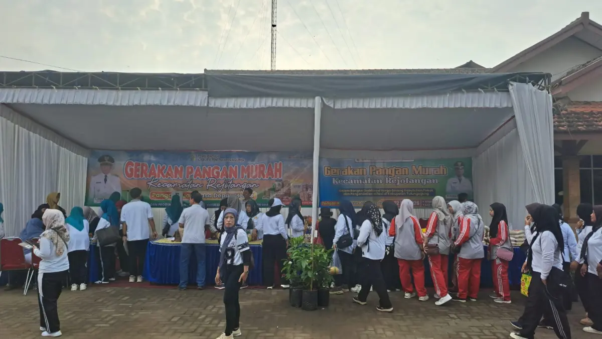 Kegiatan Gerakan Pangan Murah (GPM) di Kecamatan Rejotangan, Tulungagung, Kamis (21/5/2026).(PEMERINTAH KECAMATAN REJOTANGAN UNTUK RADAR TULUNGAGUNG)