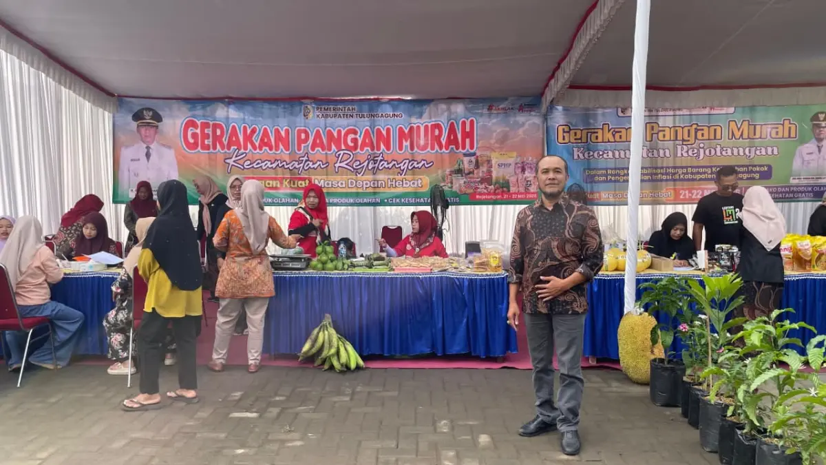 Kegiatan Gerakan Pangan Murah (GPM) di Kecamatan Rejotangan, Tulungagung, Kamis (21/5/2026).(PEMERINTAH KECAMATAN REJOTANGAN UNTUK RADAR TULUNGAGUNG)