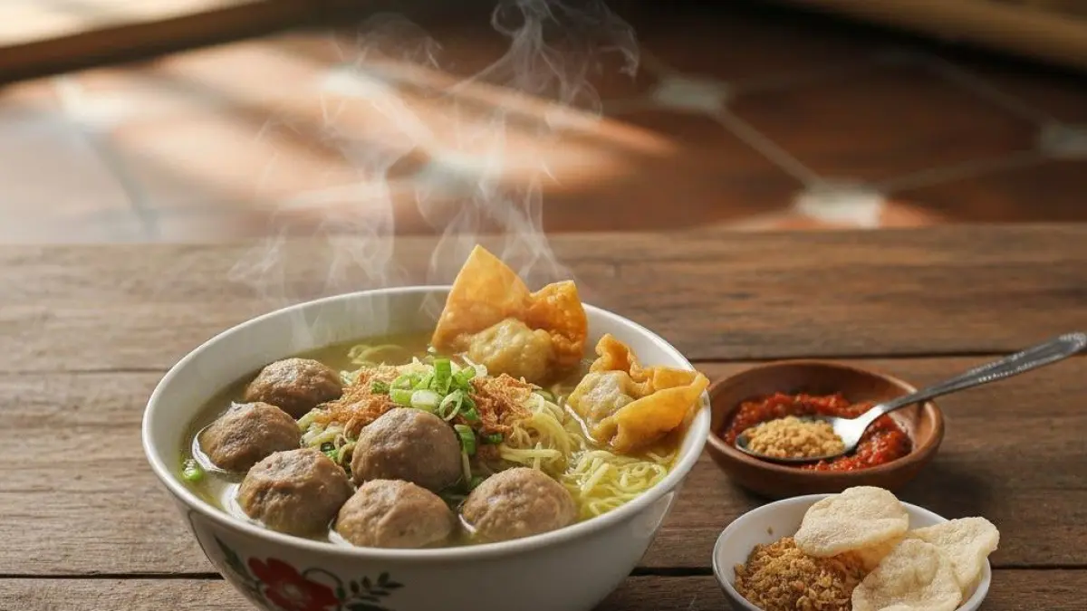 Bakso Super Sultan Lamongan viral karena ukuran jumbo Rp100 ribu dengan isian daging melimpah dan kuah gurih khas.