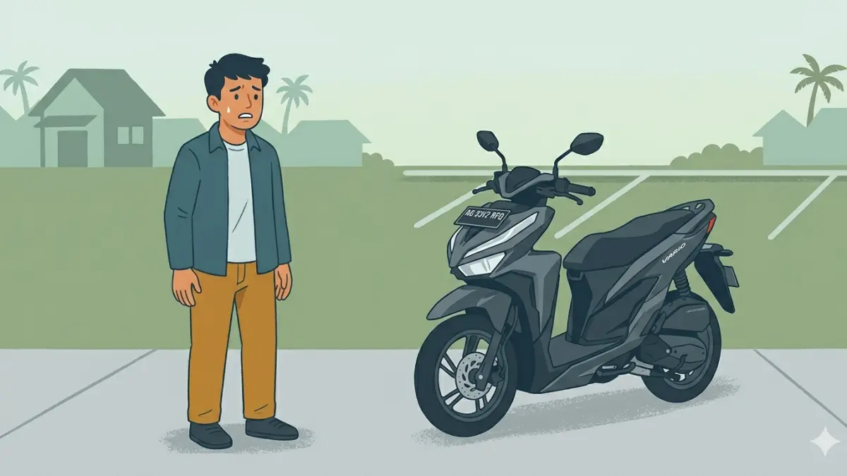 Sepeda motor rental milik SK, warga Desa Tanjung, Kecamatan Kalidawir, Tulungagung, digadaikan penyewa senilai Rp 6 juta.(ILUSTRASI AI)
