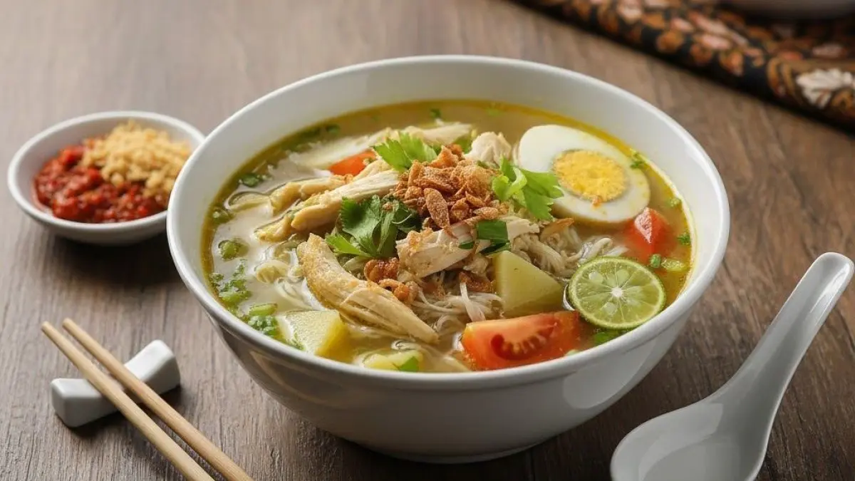Soto Sokaraja Banyumas unik dengan kuah kuning dan sambal kacang khas. Kuliner tradisional Jawa Tengah yang gurih dan manis.