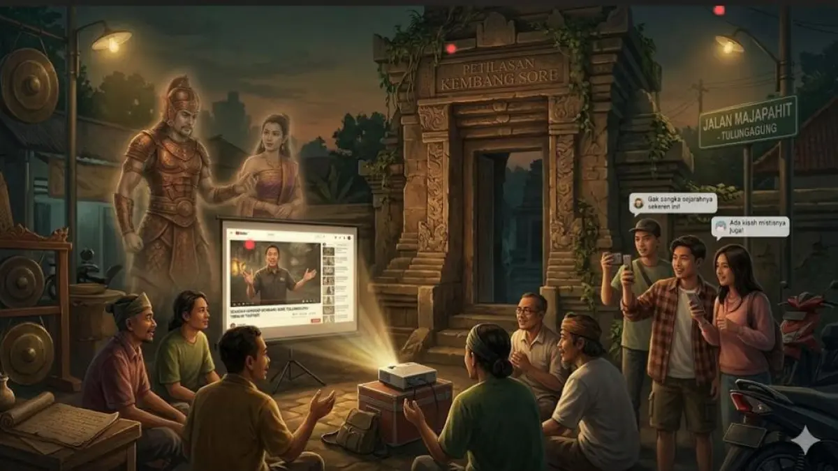 Kembang Sore Tulungagung kembali viral di YouTube. Legenda sejarah, kisah mistis, dan tokoh Majapahit kembali dibahas warga.
( Gemini AI )