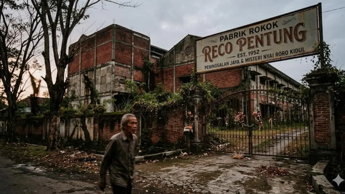 Misteri pabrik rokok Rejo Pentung Tulungagung viral karena kisah horor, pesugihan, dan suara arwah buruh di bangunan terbengkalai.
( Gemini AI )