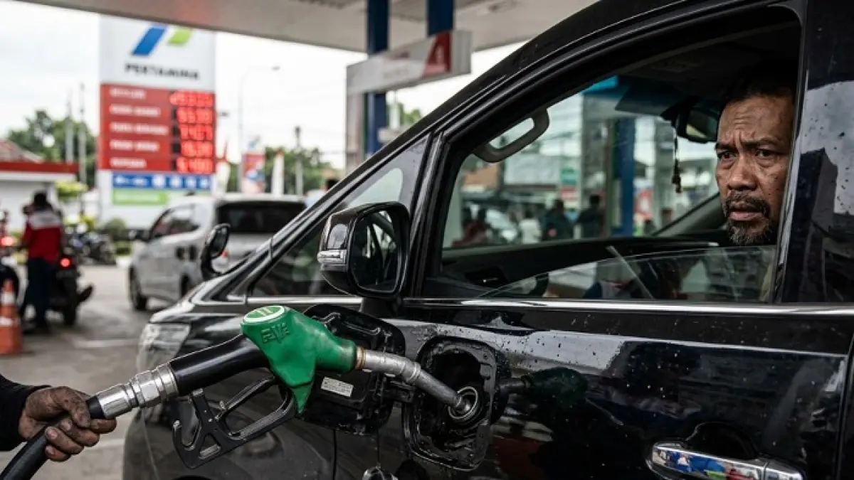 Pertalite untuk mobil di atas 1400 cc disebut dilarang mulai 1 Juni 2026, Pertamina pastikan informasi itu hoaks. (Ilustrasi Gemini AI)