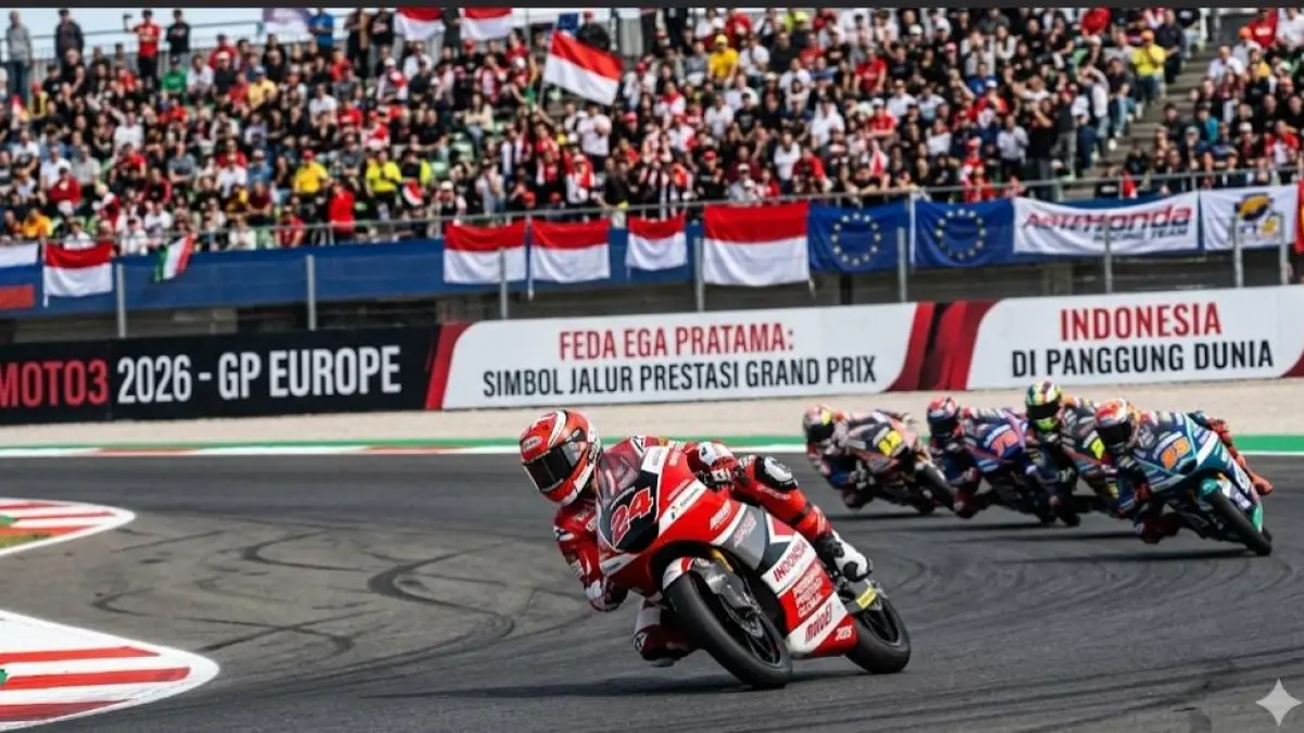 Feda Ega Pratama ubah pandangan Eropa di Moto3 2026. Rider Indonesia ini disebut simbol jalur prestasi Grand Prix.(gemini ai)
