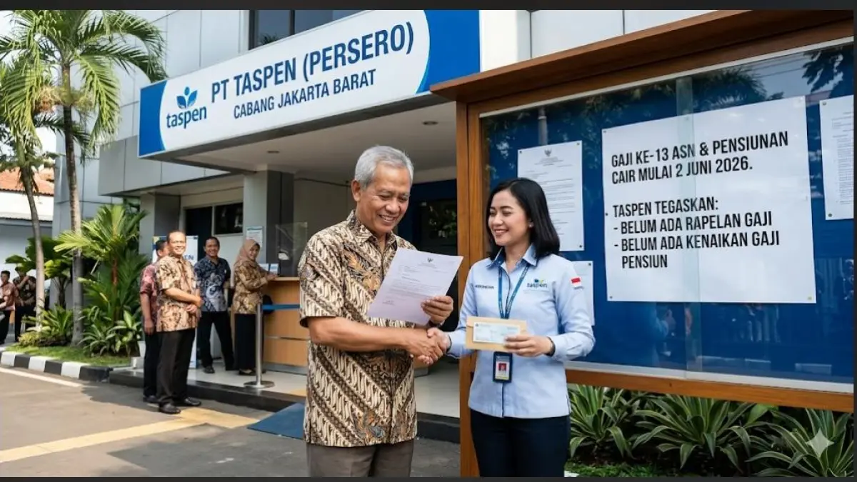 Gaji 13 ASN dan pensiunan cair mulai 2 Juni 2026. Taspen tegaskan belum ada rapelan dan kenaikan gaji pensiun.(gemini ai)