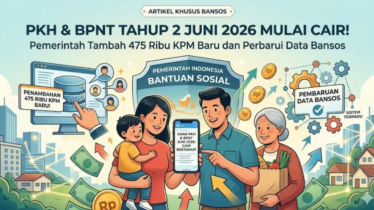 PKH dan BPNT tahap 2 Juni 2026 mulai cair bertahap. Pemerintah tambah 475 ribu KPM baru dan perbarui data bansos.(GEMINI AI)